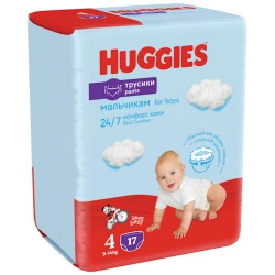 Bez-tuman Huggies oğlanlar üçün 4, ölçü 13/15/21, 17 ədəd