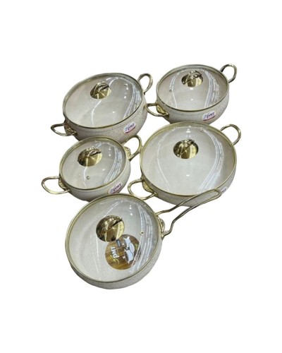 Qab-qacaq dəsti PMT BTC-010, qapaqlı, qranit, ağ, 10 parça