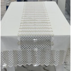 Скатерть MiraNova FS-616, 160x300 см, лен, белая