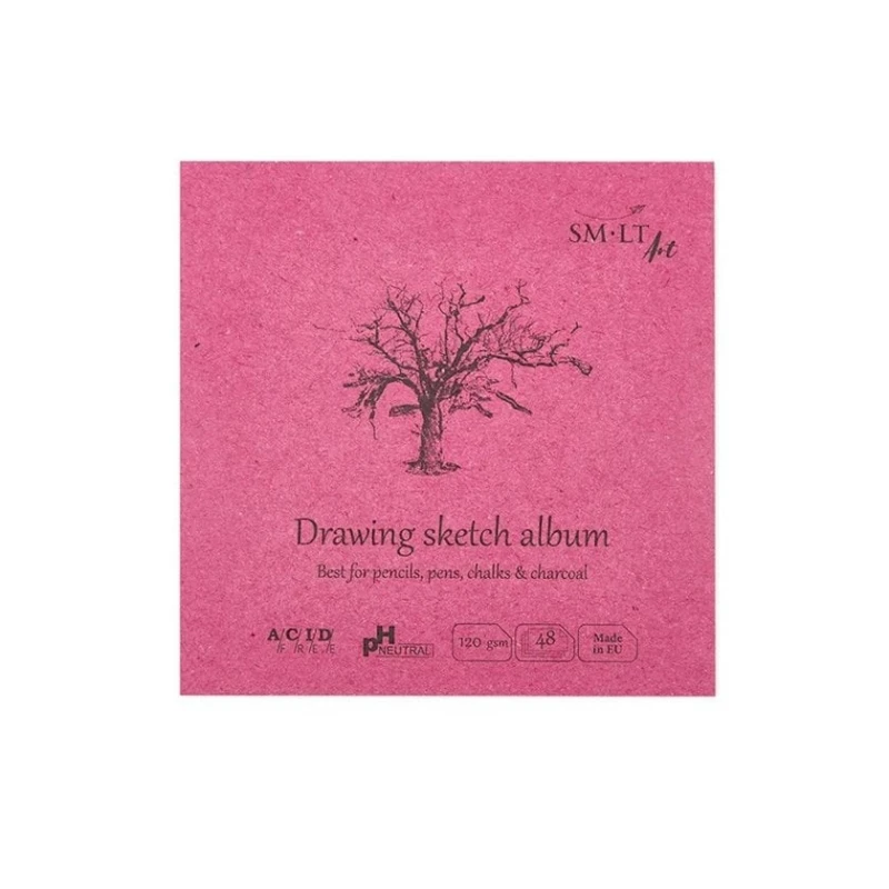 Альбом Smiltainis Drawing Layflat для карандашей, ручек и угля, 140x140, 120г, 48 листов