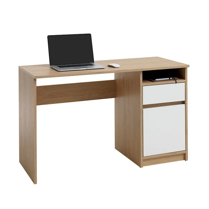 Письменный стол Jysk Billund 3681622, ДСП/меламин, белый/коричневый, 55х128х75 см