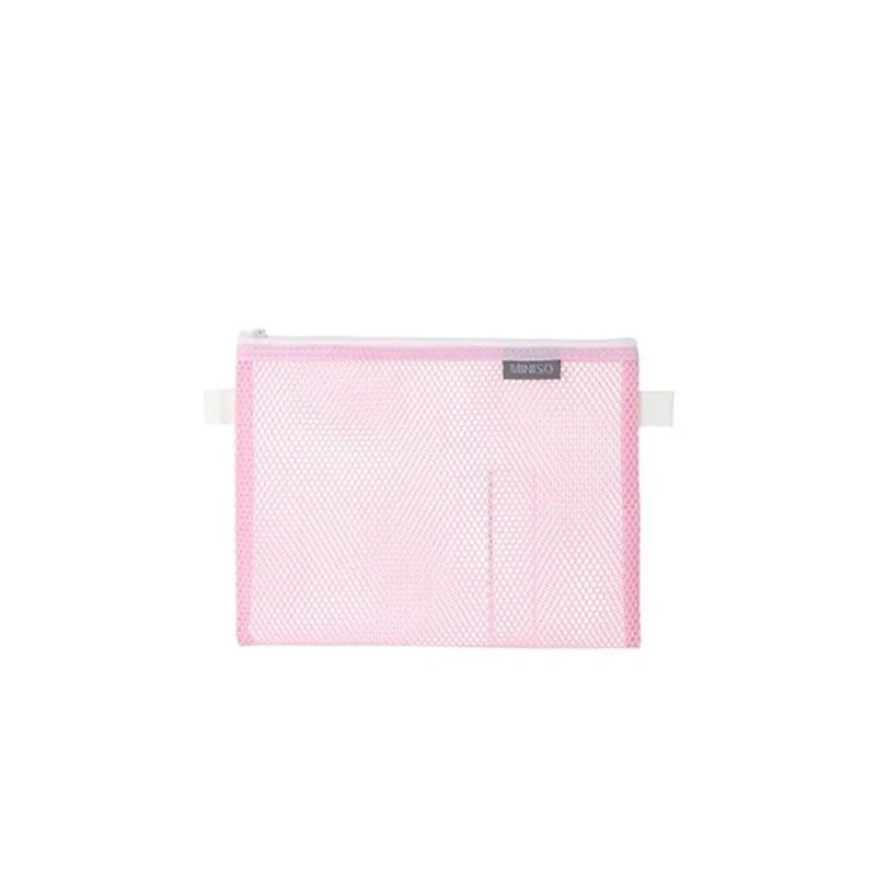 Папка-портфель Miniso Mesh Stationery Pouch Pink