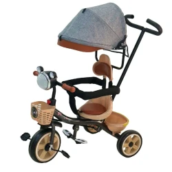 Детский трехколесный велосипед FZ ZKB308, серый/коричневый, до 5 лет Детский трехколесный велосипед FZ ZKB308, серый/коричневый, до 5 лет