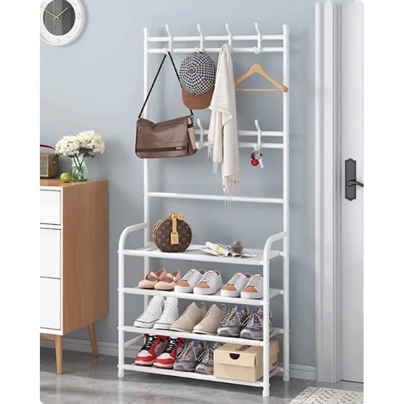 Вешалка с полками 60x26x155 см, белая Вешалка с полками 60x26x155 см, белая