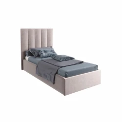 Односпальная кровать Art_tek_yataq(120) 37, ламинат/текстиль, бежевая, 200x85x120 см