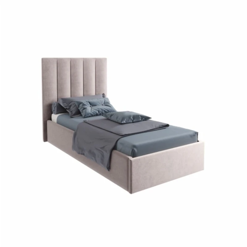 Односпальная кровать Art_tek_yataq(120) 37, ламинат/текстиль, бежевая, 200x85x120 см