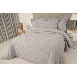 Набор покрывало с наволочками Tivolyo Home Serra, 260x240 см, евро, хлопок, серый