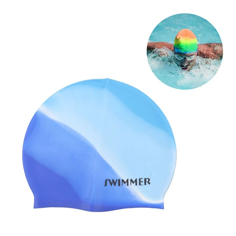 Шапочка для плавания Swimmer 04, силикон, голубая, размер Универсальный