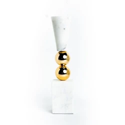 Подсвечник Hom-me Aegeus, 31.5x7x7, металл/мрамор, Белый/Золотистый