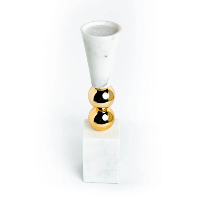 Подсвечник Hom-me Aegeus, 31.5x7x7, металл/мрамор, Белый/Золотистый Подсвечник Hom-me Aegeus, 31.5x7x7, металл/мрамор, Белый/Золотистый