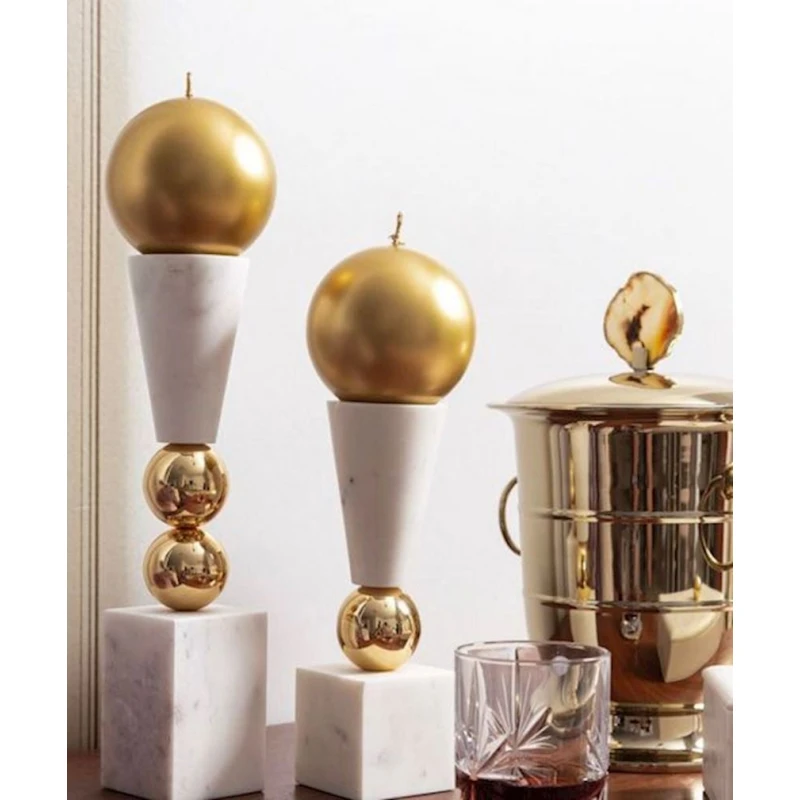 Подсвечник Hom-me Aegeus, 31.5x7x7, металл/мрамор, Белый/Золотистый Подсвечник Hom-me Aegeus, 31.5x7x7, металл/мрамор, Белый/Золотистый