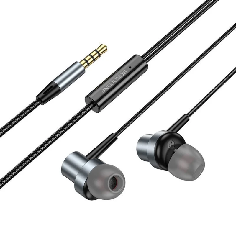 Проводные наушники Borofone BM87 металлик серый