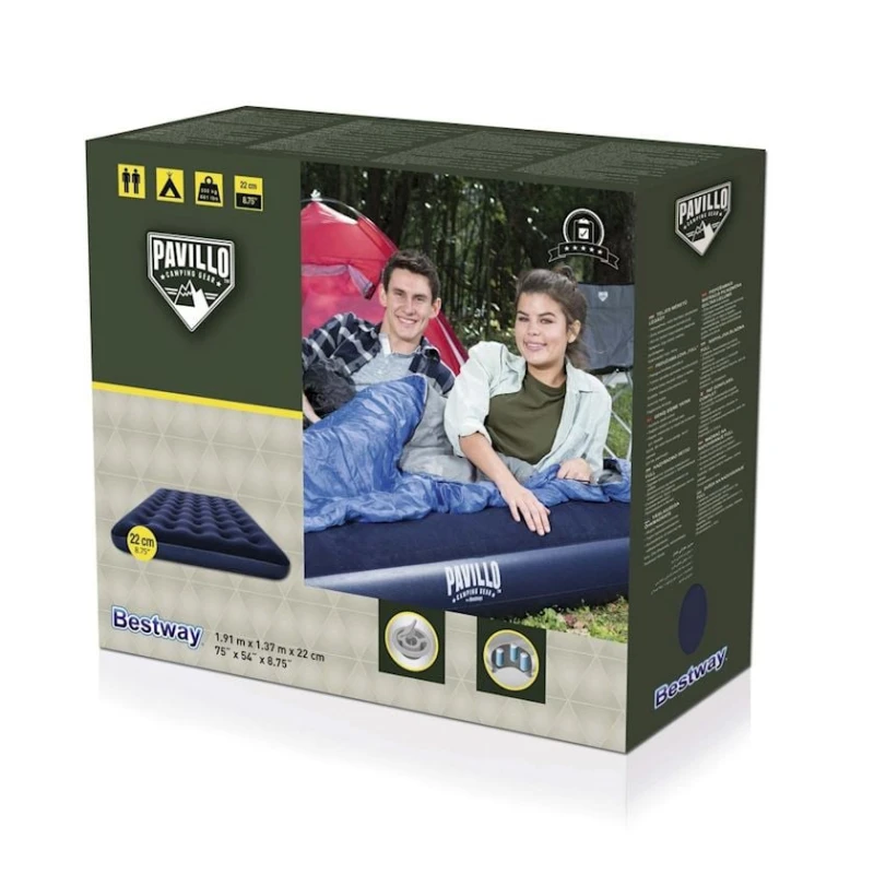 Надувной матрас Bestway Flocked Air Bed 67002, 137х191х22 см, синий Надувной матрас Bestway Flocked Air Bed 67002, 137х191х22 см, синий