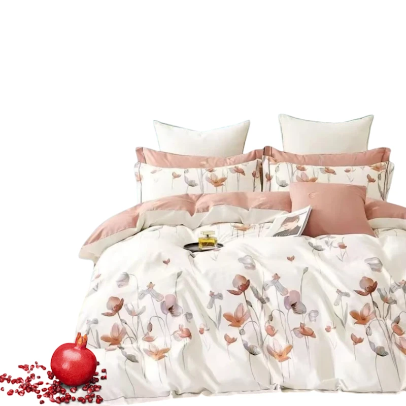 Комплект постельного белья Narlı 000934, пододеяльник 200x220 см, простыня 240x260 см, 2 наволочки 50x70 см, двуспальный, хлопок/сатин, разноцветный