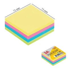 Qeydlər üçün stikerlər 3A, 75x75 mm, rəngbərəng