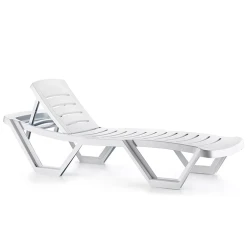 Шезлонг Irak Plastik HZ150, 187x43x63 см, пластик, белый Шезлонг Irak Plastik HZ150, 187x43x63 см, пластик, белый