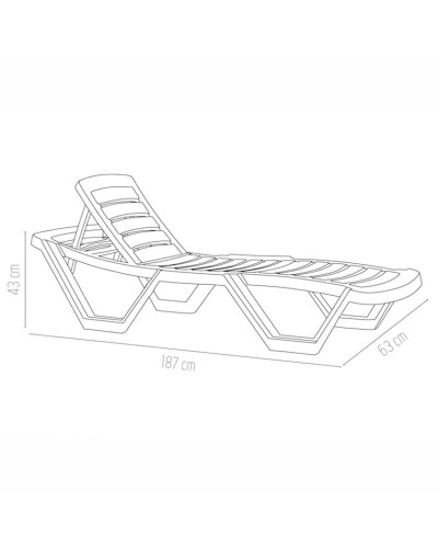 Şezlonq Irak Plastik HZ150, 187x43x63 sm, plastik, ağ