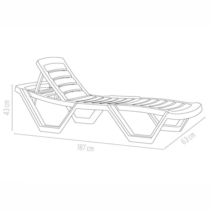 Шезлонг Irak Plastik HZ150, 187x43x63 см, пластик, белый Шезлонг Irak Plastik HZ150, 187x43x63 см, пластик, белый