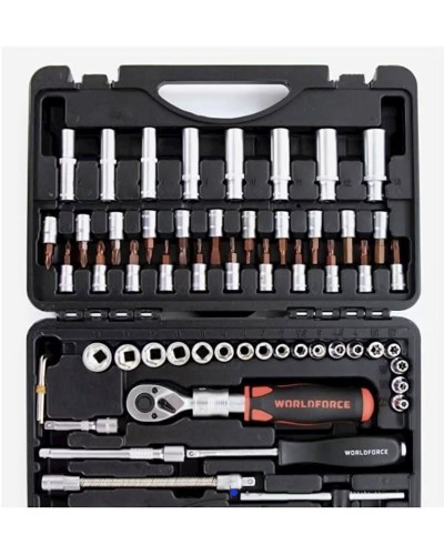 Avtomobil üçün əl aləti dəsti WorldForce 11504, 60 parça 1/4''
