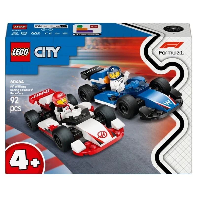 Конструктор LEGO City F1® Williams Racing & Haas F1® Race Cars 60464, 94 детали, от 4 лет