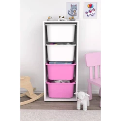 Шкаф для игрушек Pratico I39037, белый/розовый, 30x45.5x109 см