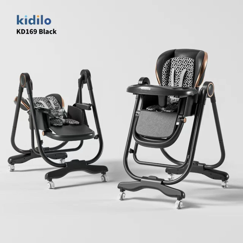 Детский стульчик и качалка, для кормления Kidilo KD169 azr121, черный