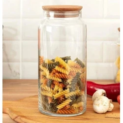 Səpələnən məhsullar üçün banka 89336, şüşə/bambuk, şəffaf, 1300 ml