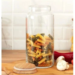 Səpələnən məhsullar üçün banka 89336, şüşə/bambuk, şəffaf, 1300 ml