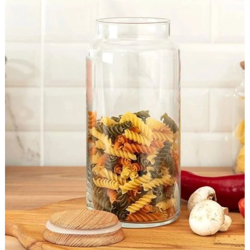 Səpələnən məhsullar üçün banka 89336, şüşə/bambuk, şəffaf, 1300 ml