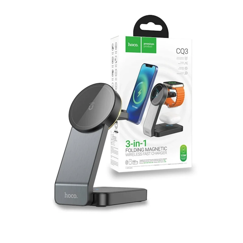 Беспроводное зарядное устройство Hoco CQ3 Motorcycle Folding, Черный