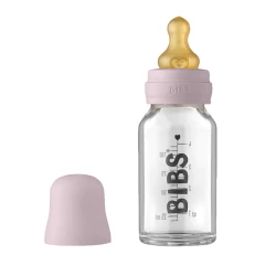 Бутылочка для кормления BIBS Baby Bottle Complete Set 0+ месяцев, 110 мл, стекло/латекс, светло-фиолетовая