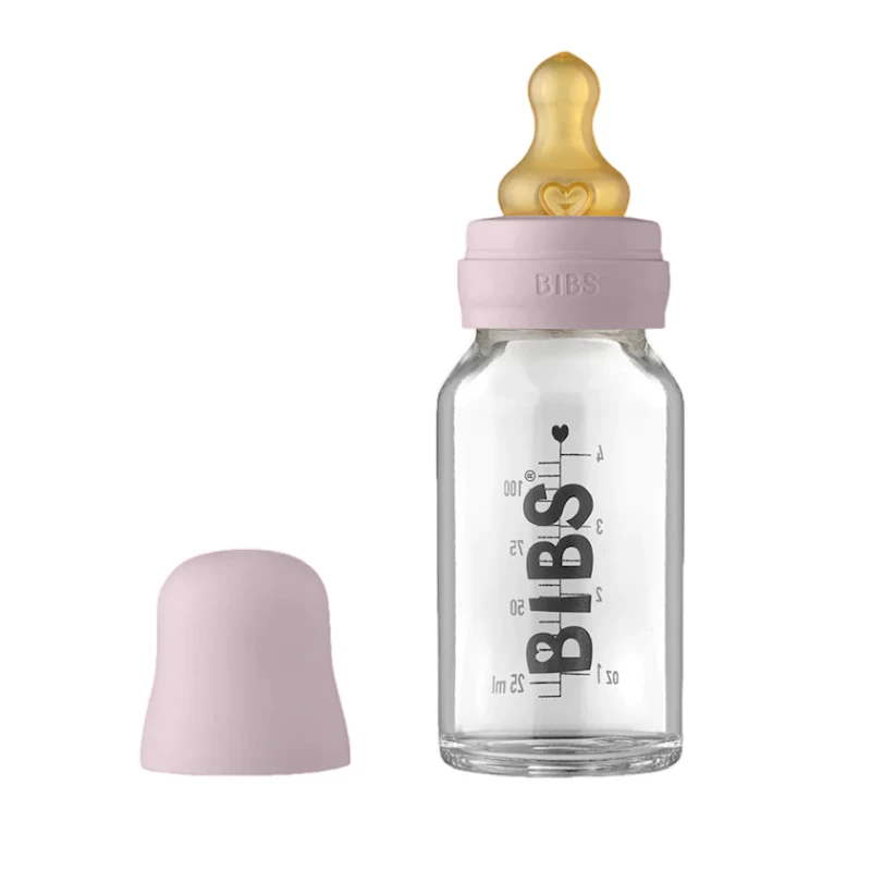 Бутылочка для кормления BIBS Baby Bottle Complete Set 0+ месяцев, 110 мл, стекло/латекс, светло-фиолетовая