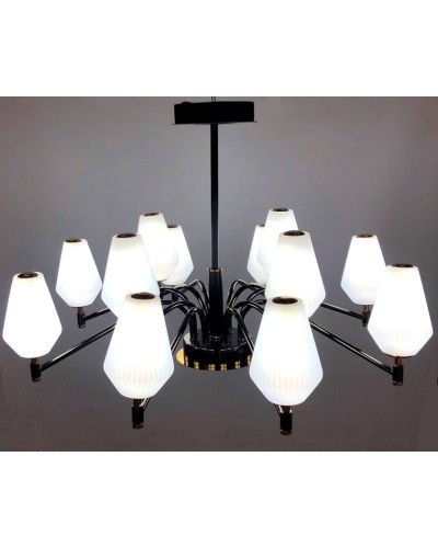 Asma çılçıraq LED 8699-8+4, qara/qızılı, 12 LED, mat ağ plafon - LED 8699-8+4