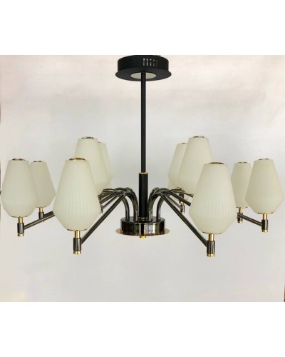Asma çılçıraq LED 8699-8+4, qara/qızılı, 12 LED, mat ağ plafon - LED 8699-8+4