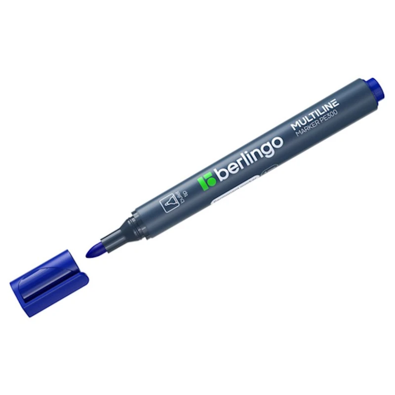 Маркер перманентный Berlingo Multiline PE300 пулевидный, 3 мм, синий Маркер перманентный Berlingo Multiline PE300 пулевидный, 3 мм, синий