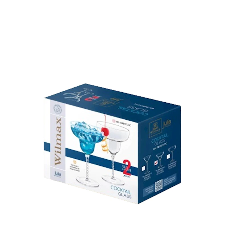 Набор бокалов для маргариты Wilmax Julia WL‑888107/2C, 250 мл, хрусталь, прозрачный, 2 шт