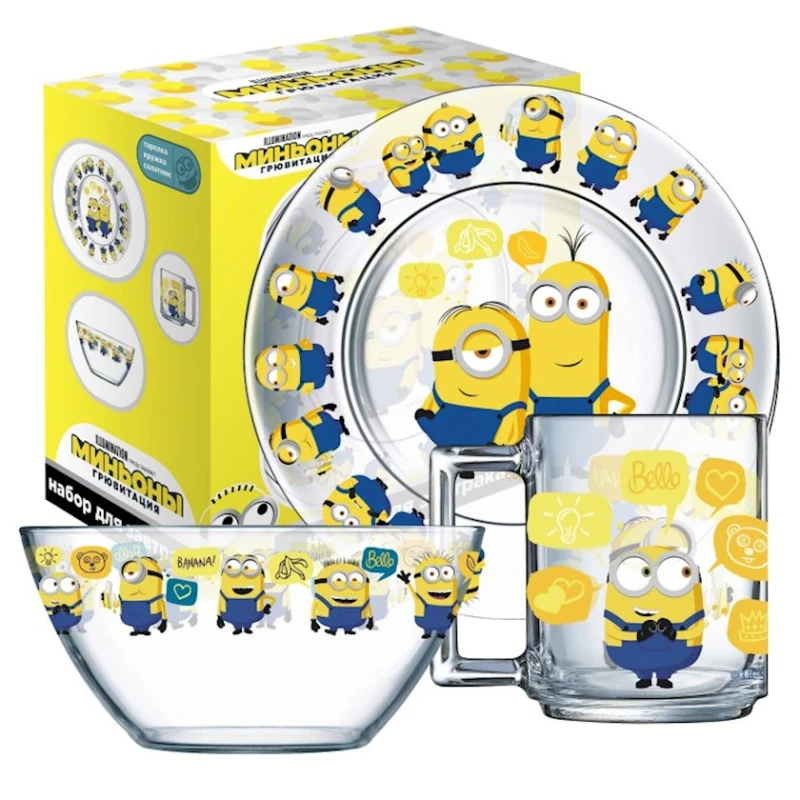 Qab-qacaq dəsti Осз Minyonlar 2, şüşə, 3 parça Qab-qacaq dəsti Осз Minyonlar 2, şüşə, 3 parça