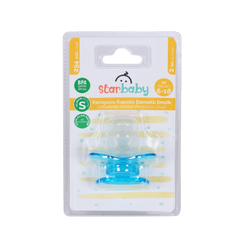 Соска-пустышка Star Baby с ортодонтическим небным колпачком 6–18 месяцев Соска-пустышка Star Baby с ортодонтическим небным колпачком 6–18 месяцев