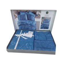 Yataq dəsti DO&GO DO6, yorğan üzü 200х220 sm, mələfə 220х240 sm, yastıq üzləri 70x70 sm, 50х70 sm, ikinəfərlik, satin, göy