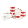 Сервиз чайный Gipfel Charlotte 51563, на 6 персон, 14 предметов, фарфор, белый/красный/золотистый