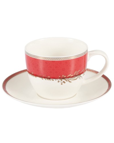 Çay servizi Gipfel Charlotte 51563, 6 nəfərlik, 14 əşya, farfor, ağ/qırmızı/qızılı