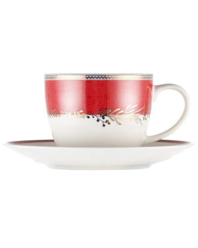 Çay servizi Gipfel Charlotte 51563, 6 nəfərlik, 14 əşya, farfor, ağ/qırmızı/qızılı