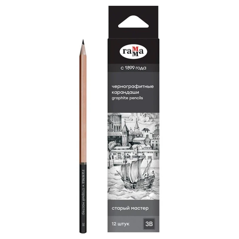 Графитовый карандаш Гамма Старый мастер 3H, 2.4 мм Графитовый карандаш Гамма Старый мастер 3H, 2.4 мм