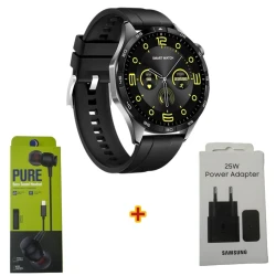 Умные часы S40 Max Black + Подарок Проводные наушники Strap Pure + Сетевое зарядное устройство Samsung 25W