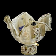 Meyvə kasası Murano 32х30 sm, şüşə, bej/qızılı