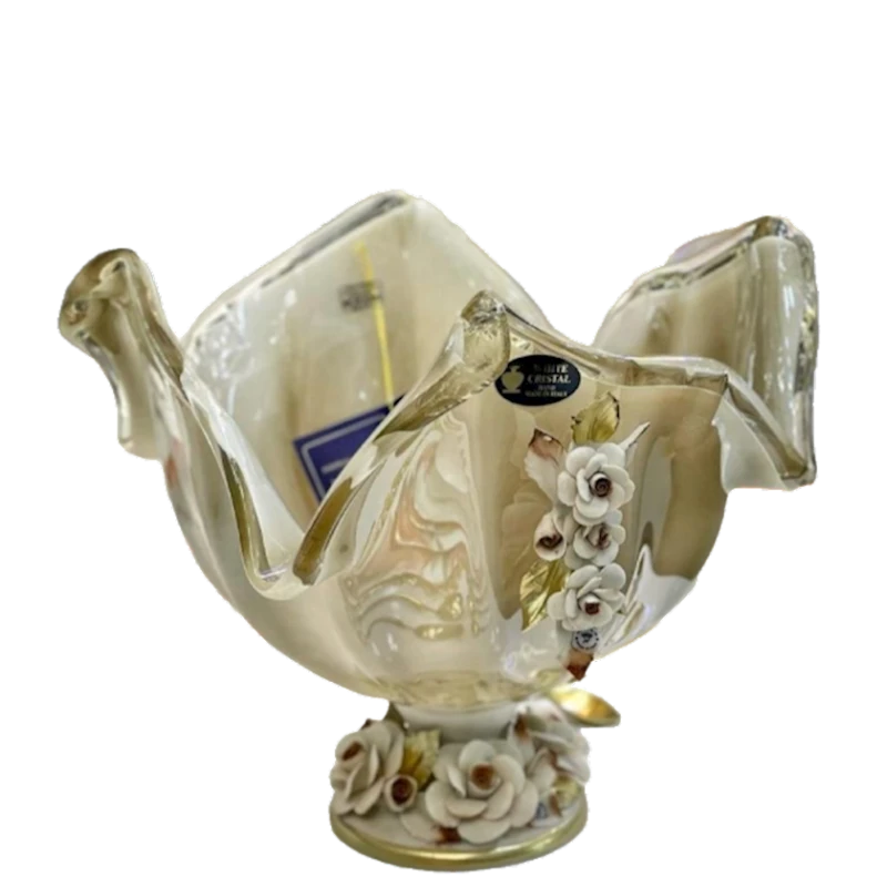 Фруктовница Murano 32х30 см, стекло, бежевый/золотой Фруктовница Murano 32х30 см, стекло, бежевый/золотой