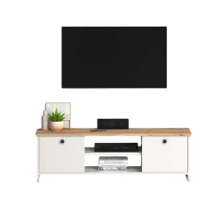 Тумба под ТВ Ev Plus 12115859, ЛДСП, белый/коричневый, 120x30x40 см