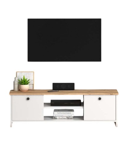 TV üçün tumba Ev Plus 12115859, LDSP, ağ/qəhvəyi, 120x30x40 sm