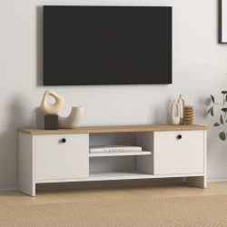 Тумба под ТВ Ev Plus 12115859, ЛДСП, белый/коричневый, 120x30x40 см