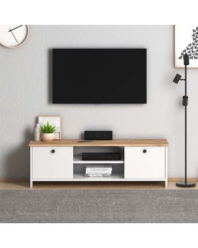 TV üçün tumba Ev Plus 12115859, LDSP, ağ/qəhvəyi, 120x30x40 sm